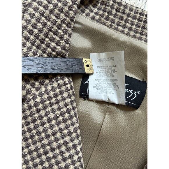 All that Jazz Vintage Blazer Houndstooth Jacket Brown Womens Size 5/6 S - Picture 8 of 12